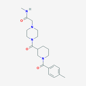 molecular formula C21H30N4O3 B7321686 N-methyl-2-[4-[1-(4-methylbenzoyl)piperidine-3-carbonyl]piperazin-1-yl]acetamide 