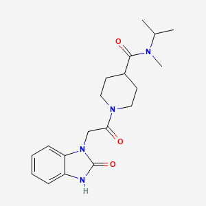 molecular formula C19H26N4O3 B7321723 N-methyl-1-[2-(2-oxo-3H-benzimidazol-1-yl)acetyl]-N-propan-2-ylpiperidine-4-carboxamide 