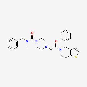 molecular formula C28H32N4O2S B7321727 N-benzyl-N-methyl-4-[2-oxo-2-(4-phenyl-6,7-dihydro-4H-thieno[3,2-c]pyridin-5-yl)ethyl]piperazine-1-carboxamide 