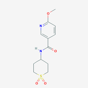 molecular formula C12H16N2O4S B7321748 N-(1,1-dioxothian-4-yl)-6-methoxypyridine-3-carboxamide 