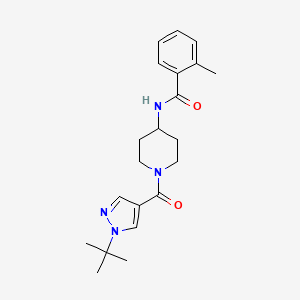 molecular formula C21H28N4O2 B7321761 N-[1-(1-tert-butylpyrazole-4-carbonyl)piperidin-4-yl]-2-methylbenzamide 