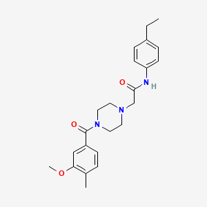 molecular formula C23H29N3O3 B7321786 N-(4-ethylphenyl)-2-[4-(3-methoxy-4-methylbenzoyl)piperazin-1-yl]acetamide 