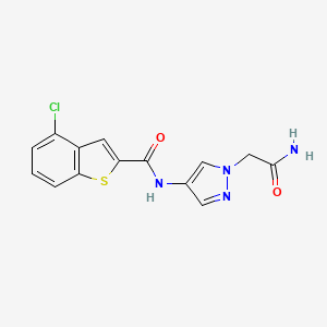 molecular formula C14H11ClN4O2S B7321850 N-[1-(2-amino-2-oxoethyl)pyrazol-4-yl]-4-chloro-1-benzothiophene-2-carboxamide 