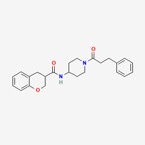 molecular formula C24H28N2O3 B7321890 N-[1-(3-phenylpropanoyl)piperidin-4-yl]-3,4-dihydro-2H-chromene-3-carboxamide 
