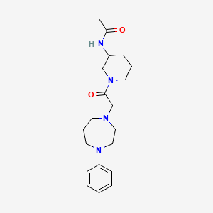 molecular formula C20H30N4O2 B7321947 N-[1-[2-(4-phenyl-1,4-diazepan-1-yl)acetyl]piperidin-3-yl]acetamide 
