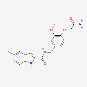 molecular formula C20H21N3O4 B7321949 N-[[4-(2-amino-2-oxoethoxy)-3-methoxyphenyl]methyl]-5-methyl-1H-indole-2-carboxamide 