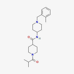 molecular formula C23H35N3O2 B7321994 N-[1-[(2-methylphenyl)methyl]piperidin-4-yl]-1-(2-methylpropanoyl)piperidine-4-carboxamide 