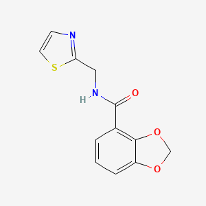 molecular formula C12H10N2O3S B7322052 N-(1,3-thiazol-2-ylmethyl)-1,3-benzodioxole-4-carboxamide 