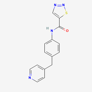 molecular formula C15H12N4OS B7322130 N-[4-(pyridin-4-ylmethyl)phenyl]thiadiazole-5-carboxamide 