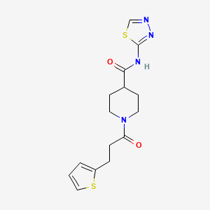 molecular formula C15H18N4O2S2 B7322175 N-(1,3,4-thiadiazol-2-yl)-1-(3-thiophen-2-ylpropanoyl)piperidine-4-carboxamide 