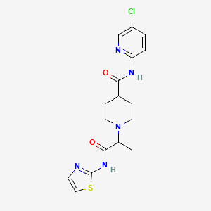 molecular formula C17H20ClN5O2S B7322186 N-(5-chloropyridin-2-yl)-1-[1-oxo-1-(1,3-thiazol-2-ylamino)propan-2-yl]piperidine-4-carboxamide 