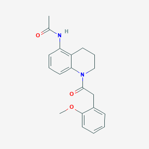 molecular formula C20H22N2O3 B7322197 N-[1-[2-(2-methoxyphenyl)acetyl]-3,4-dihydro-2H-quinolin-5-yl]acetamide 