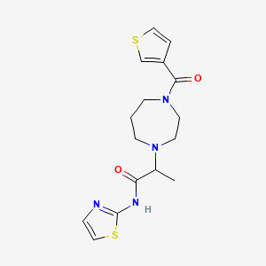 molecular formula C16H20N4O2S2 B7322236 N-(1,3-thiazol-2-yl)-2-[4-(thiophene-3-carbonyl)-1,4-diazepan-1-yl]propanamide 