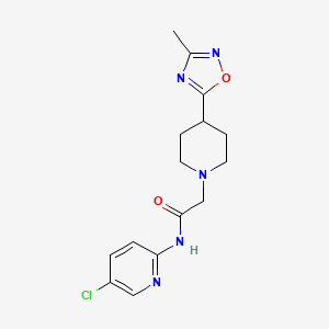 molecular formula C15H18ClN5O2 B7322360 N-(5-chloropyridin-2-yl)-2-[4-(3-methyl-1,2,4-oxadiazol-5-yl)piperidin-1-yl]acetamide 