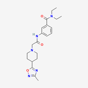 molecular formula C21H29N5O3 B7322365 N,N-diethyl-3-[[2-[4-(3-methyl-1,2,4-oxadiazol-5-yl)piperidin-1-yl]acetyl]amino]benzamide 