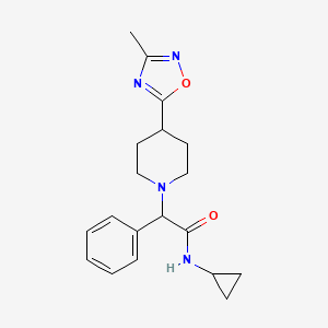 molecular formula C19H24N4O2 B7322375 N-cyclopropyl-2-[4-(3-methyl-1,2,4-oxadiazol-5-yl)piperidin-1-yl]-2-phenylacetamide 