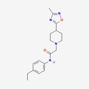 molecular formula C18H24N4O2 B7322387 N-(4-ethylphenyl)-2-[4-(3-methyl-1,2,4-oxadiazol-5-yl)piperidin-1-yl]acetamide 