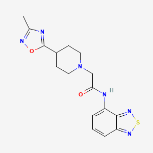 molecular formula C16H18N6O2S B7322391 N-(2,1,3-benzothiadiazol-4-yl)-2-[4-(3-methyl-1,2,4-oxadiazol-5-yl)piperidin-1-yl]acetamide 