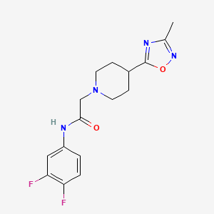 molecular formula C16H18F2N4O2 B7322418 N-(3,4-difluorophenyl)-2-[4-(3-methyl-1,2,4-oxadiazol-5-yl)piperidin-1-yl]acetamide 