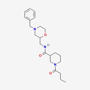 molecular formula C22H33N3O3 B7322484 N-[(4-benzylmorpholin-2-yl)methyl]-1-butanoylpiperidine-3-carboxamide 