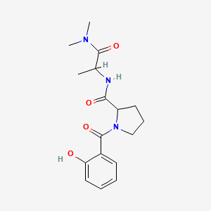 molecular formula C17H23N3O4 B7322498 N-[1-(dimethylamino)-1-oxopropan-2-yl]-1-(2-hydroxybenzoyl)pyrrolidine-2-carboxamide 