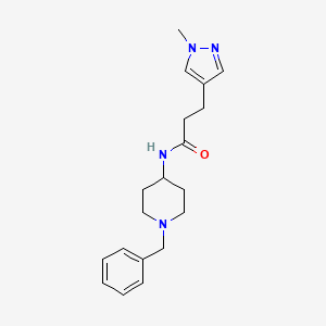 molecular formula C19H26N4O B7322504 N-(1-benzylpiperidin-4-yl)-3-(1-methylpyrazol-4-yl)propanamide 