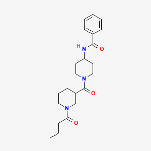 molecular formula C22H31N3O3 B7322517 N-[1-(1-butanoylpiperidine-3-carbonyl)piperidin-4-yl]benzamide 