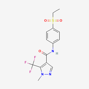 molecular formula C14H14F3N3O3S B7322571 N-(4-ethylsulfonylphenyl)-1-methyl-5-(trifluoromethyl)pyrazole-4-carboxamide 