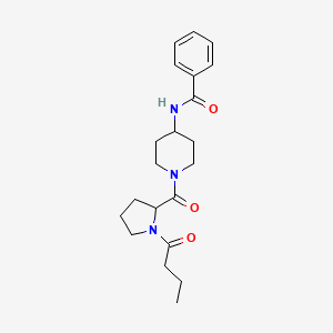 molecular formula C21H29N3O3 B7322576 N-[1-(1-butanoylpyrrolidine-2-carbonyl)piperidin-4-yl]benzamide 