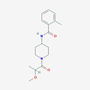 molecular formula C17H24N2O3 B7322620 N-[1-(2-methoxypropanoyl)piperidin-4-yl]-2-methylbenzamide 