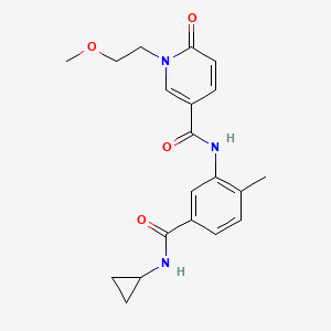 molecular formula C20H23N3O4 B7322635 N-[5-(cyclopropylcarbamoyl)-2-methylphenyl]-1-(2-methoxyethyl)-6-oxopyridine-3-carboxamide 