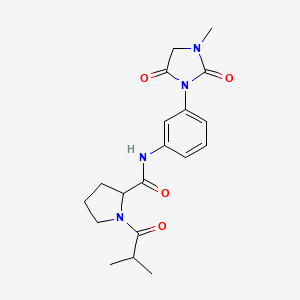 molecular formula C19H24N4O4 B7322638 N-[3-(3-methyl-2,5-dioxoimidazolidin-1-yl)phenyl]-1-(2-methylpropanoyl)pyrrolidine-2-carboxamide 