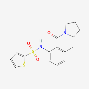 molecular formula C16H18N2O3S2 B7322720 N-[3-methyl-2-(pyrrolidine-1-carbonyl)phenyl]thiophene-2-sulfonamide 