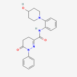 molecular formula C22H24N4O3 B7322791 N-[2-(4-hydroxypiperidin-1-yl)phenyl]-6-oxo-1-phenyl-4,5-dihydropyridazine-3-carboxamide 