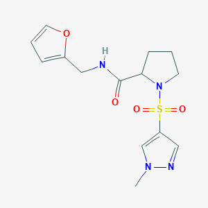 molecular formula C14H18N4O4S B7322949 N-(furan-2-ylmethyl)-1-(1-methylpyrazol-4-yl)sulfonylpyrrolidine-2-carboxamide 