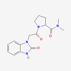 molecular formula C16H20N4O3 B7323033 N,N-dimethyl-1-[2-(2-oxo-3H-benzimidazol-1-yl)acetyl]pyrrolidine-2-carboxamide 