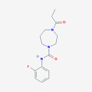 molecular formula C15H20FN3O2 B7323070 N-(2-fluorophenyl)-4-propanoyl-1,4-diazepane-1-carboxamide 