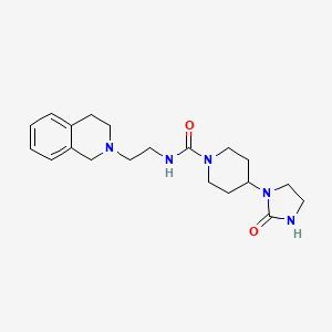 molecular formula C20H29N5O2 B7323082 N-[2-(3,4-dihydro-1H-isoquinolin-2-yl)ethyl]-4-(2-oxoimidazolidin-1-yl)piperidine-1-carboxamide 