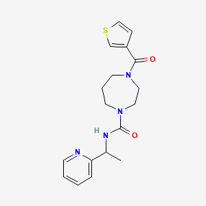 molecular formula C18H22N4O2S B7323088 N-(1-pyridin-2-ylethyl)-4-(thiophene-3-carbonyl)-1,4-diazepane-1-carboxamide 