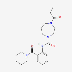 molecular formula C21H30N4O3 B7323117 N-[2-(piperidine-1-carbonyl)phenyl]-4-propanoyl-1,4-diazepane-1-carboxamide 