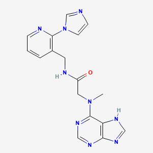 molecular formula C17H17N9O B7323146 N-[(2-imidazol-1-ylpyridin-3-yl)methyl]-2-[methyl(7H-purin-6-yl)amino]acetamide 