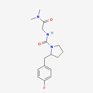 molecular formula C16H22FN3O2 B7323190 N-[2-(dimethylamino)-2-oxoethyl]-2-[(4-fluorophenyl)methyl]pyrrolidine-1-carboxamide 