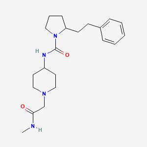 molecular formula C21H32N4O2 B7323203 N-[1-[2-(methylamino)-2-oxoethyl]piperidin-4-yl]-2-(2-phenylethyl)pyrrolidine-1-carboxamide 