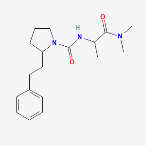 molecular formula C18H27N3O2 B7323213 N-[1-(dimethylamino)-1-oxopropan-2-yl]-2-(2-phenylethyl)pyrrolidine-1-carboxamide 