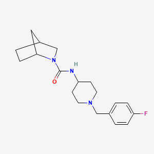 molecular formula C19H26FN3O B7323233 N-[1-[(4-fluorophenyl)methyl]piperidin-4-yl]-2-azabicyclo[2.2.1]heptane-2-carboxamide 