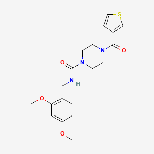 molecular formula C19H23N3O4S B7323247 N-[(2,4-dimethoxyphenyl)methyl]-4-(thiophene-3-carbonyl)piperazine-1-carboxamide 