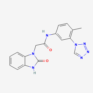 molecular formula C17H15N7O2 B7323260 N-[4-methyl-3-(tetrazol-1-yl)phenyl]-2-(2-oxo-3H-benzimidazol-1-yl)acetamide 