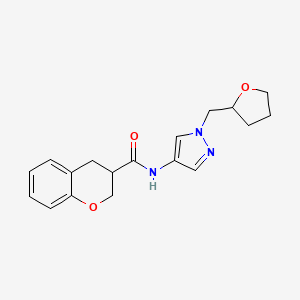 molecular formula C18H21N3O3 B7323264 N-[1-(oxolan-2-ylmethyl)pyrazol-4-yl]-3,4-dihydro-2H-chromene-3-carboxamide 
