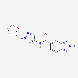 molecular formula C15H16N6O2 B7323290 N-[1-(oxolan-2-ylmethyl)pyrazol-4-yl]-2H-benzotriazole-5-carboxamide 