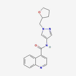 molecular formula C18H18N4O2 B7323383 N-[1-(oxolan-2-ylmethyl)pyrazol-4-yl]quinoline-4-carboxamide 